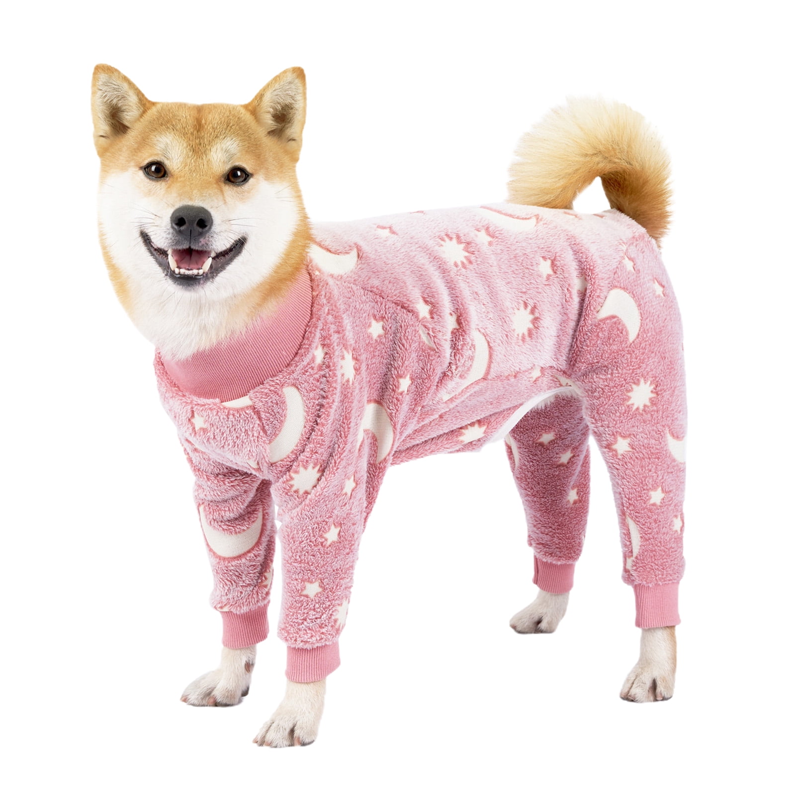 Turtleneck Dog Clothes Pajamas,Autumn Winter Dog Jumpsuit Coat,Winter Soft Warm Flannel Pajamas Jumpsuit for Medium Large Dog S Pink โ image 2