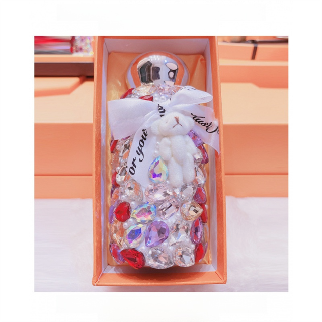 Purple Baby Bear Handmade Luxury Diamond Insulated Water Bottle โ Bling Rhinestone 304 Stainless Steel Pocket Mug (260ml)