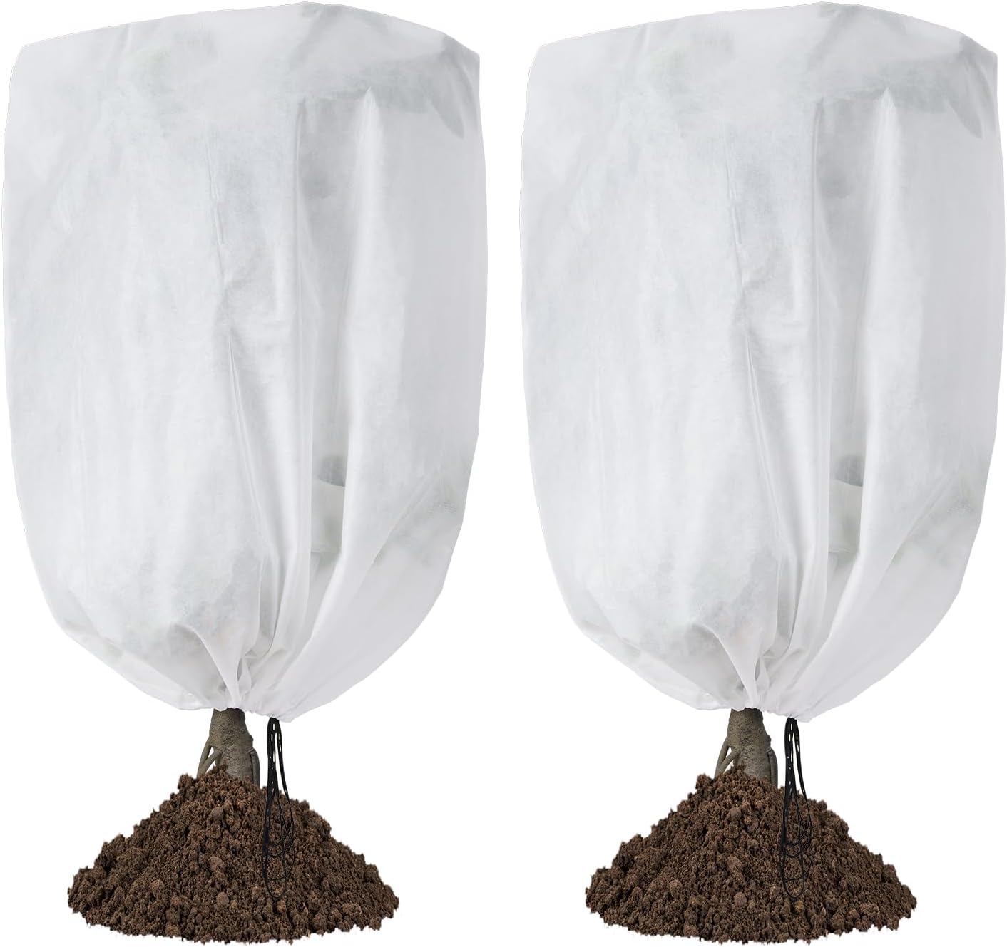 2 Pack Frost Protection Plant Covers White Frost Resistant Fabric Tree Cover with Drawstring Outdoor Greenhouse Winter Protection for Plants Shrubs
