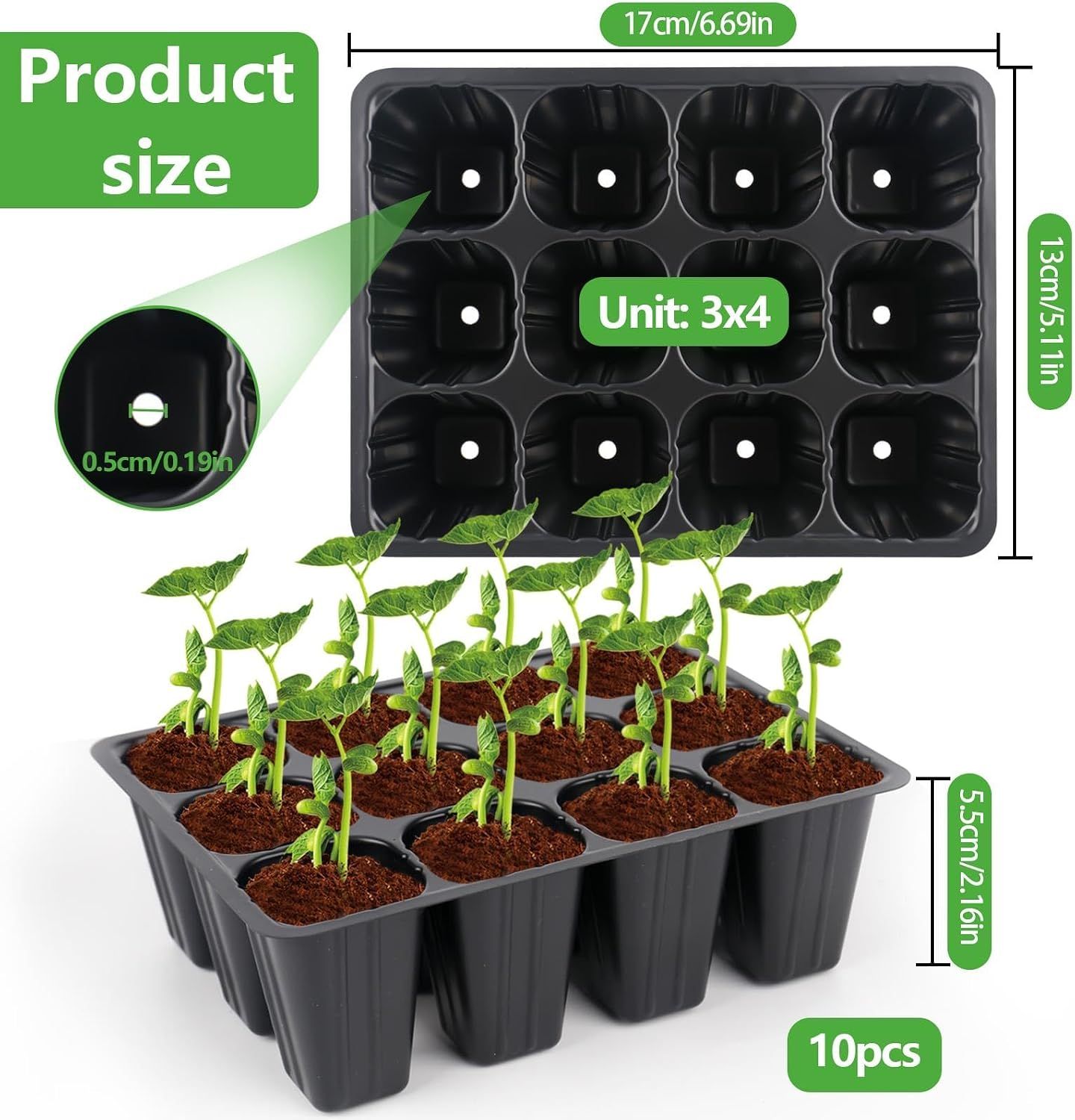 10 Piece Grow Tray Set 12 Holes 120 Cells Total โ image 2