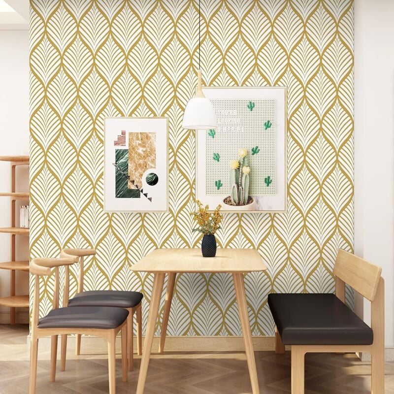 Modern Minimalist Yellow And White Geometric Pattern Wallpaper Waterproof Self-Adhesive Vinyl Film For Bathroom Living — image 3