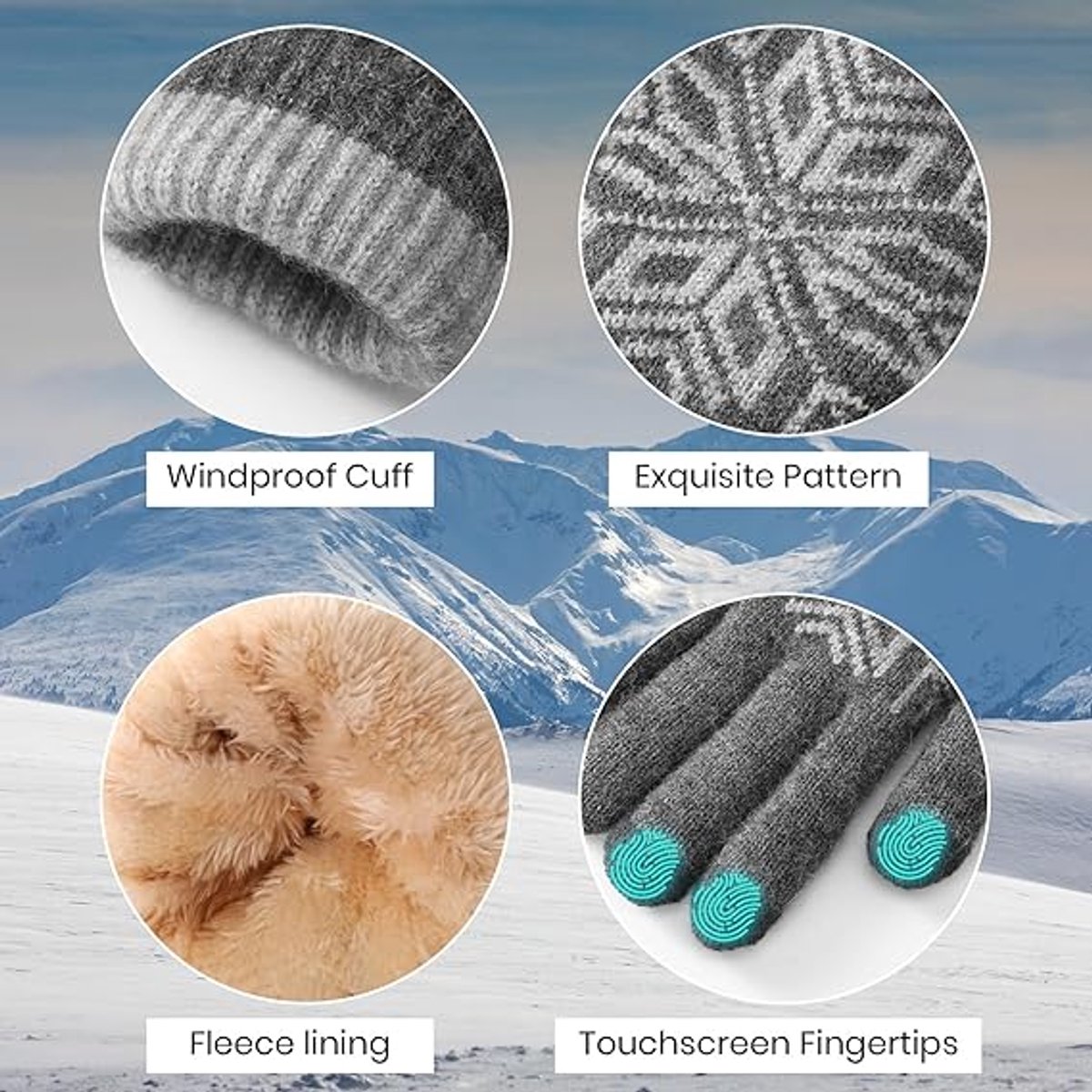 Women's Gloves - Men's / Women's Gloves - Winter Gloves - Knitted Glove with Fleece Lining - Touchscreen Glove - Extra Thick Gloves - Warm and Thick - for Cold — image 5