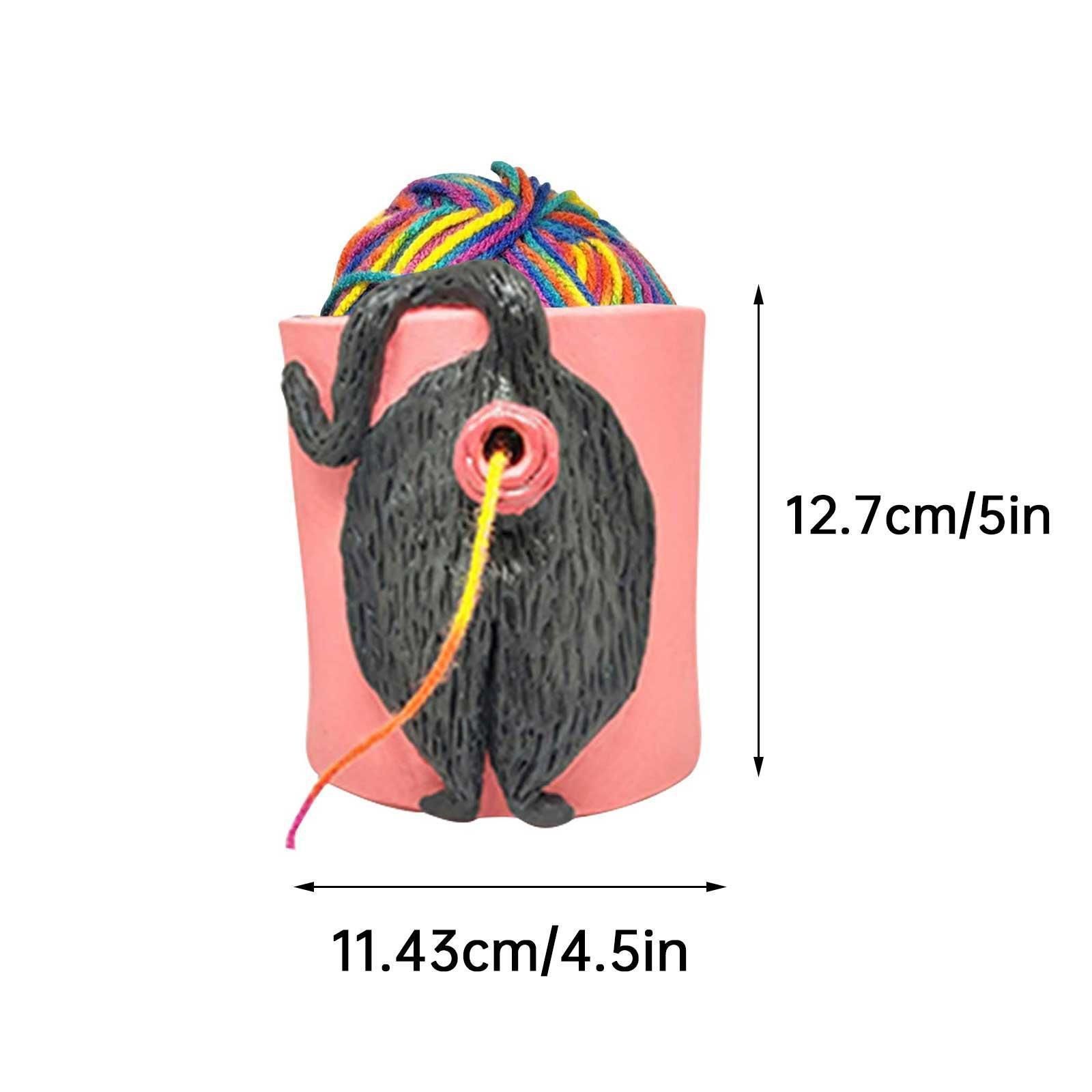Cute Cat Butt Yarn Holder Resin Garden Figurine Ornament Crafts For Home Bedroom Dormitory Decoration Supplies Yarn Storage — image 2