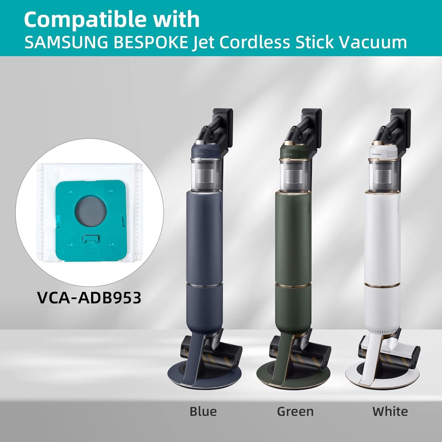 12 Pack VCA-ADB953 Dust Bags Compatible with SAMSUNG BESPOKE Jet Cordless Stick Vacuum Cleaner, Large Capacity Disposable Replacement Bags, All in One Clean — image 4