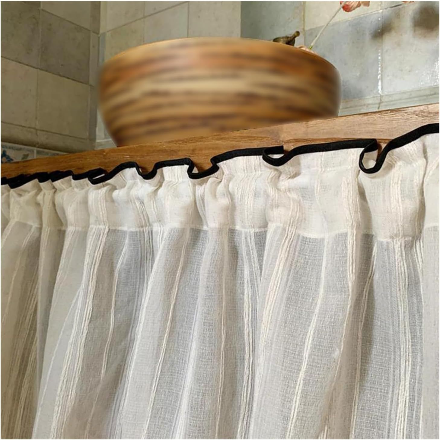 Cabinet Curtains Sink Skirt for Bathroom Kitchen Brown Stripes Cabinet Curtains for Classroom Home Farmhouse Rustic Drape Under Desk Privacy Drape for Laundry โ image 3