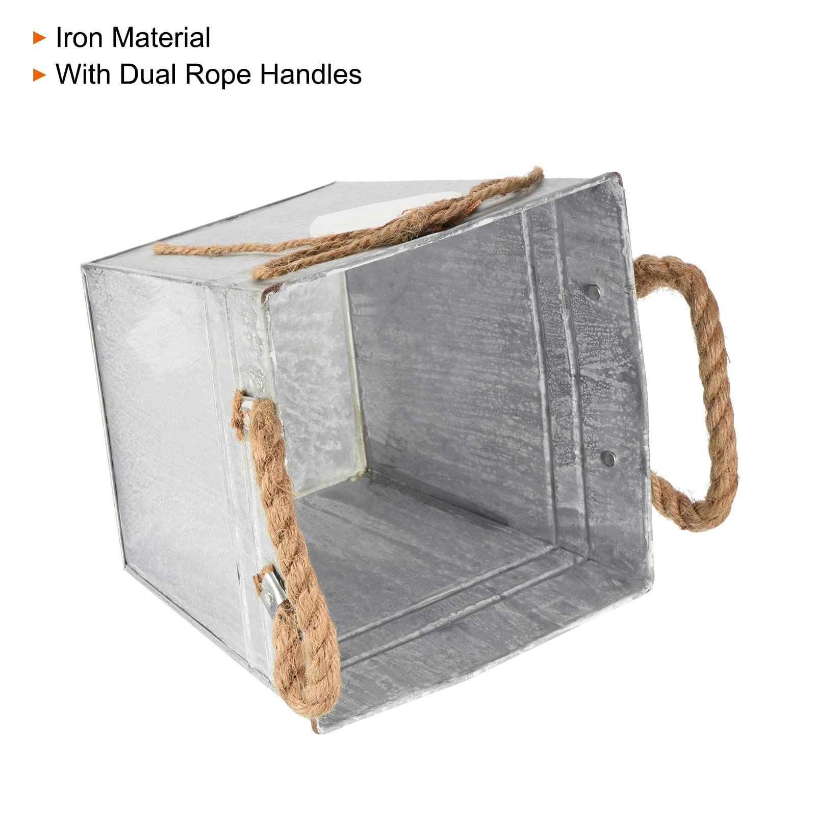 Metal Plant Pot Bucket with Rope Handles 6.3", 2 Pack Iron Flower Planter Container for Garden Decor Indoor Outdoor — image 5