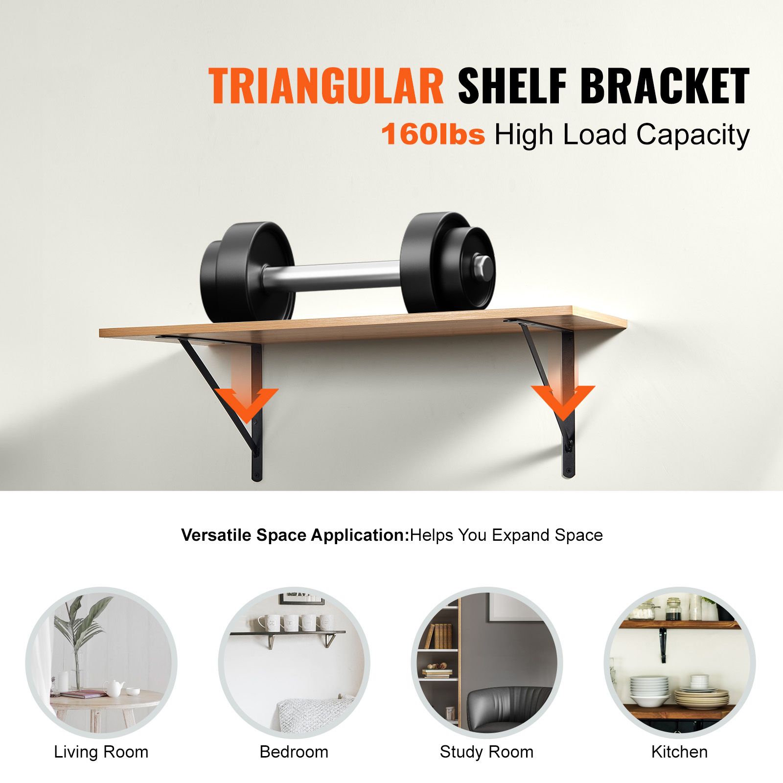 Shelf Bracket, 46 × 30.5 cm 12 Pcs, Heavy Duty Floating Shelf Brackets, Brackets for Shelves, 3mm Thick Matte Black Triangle Shelf Bracket,Steel Shelving — image 2