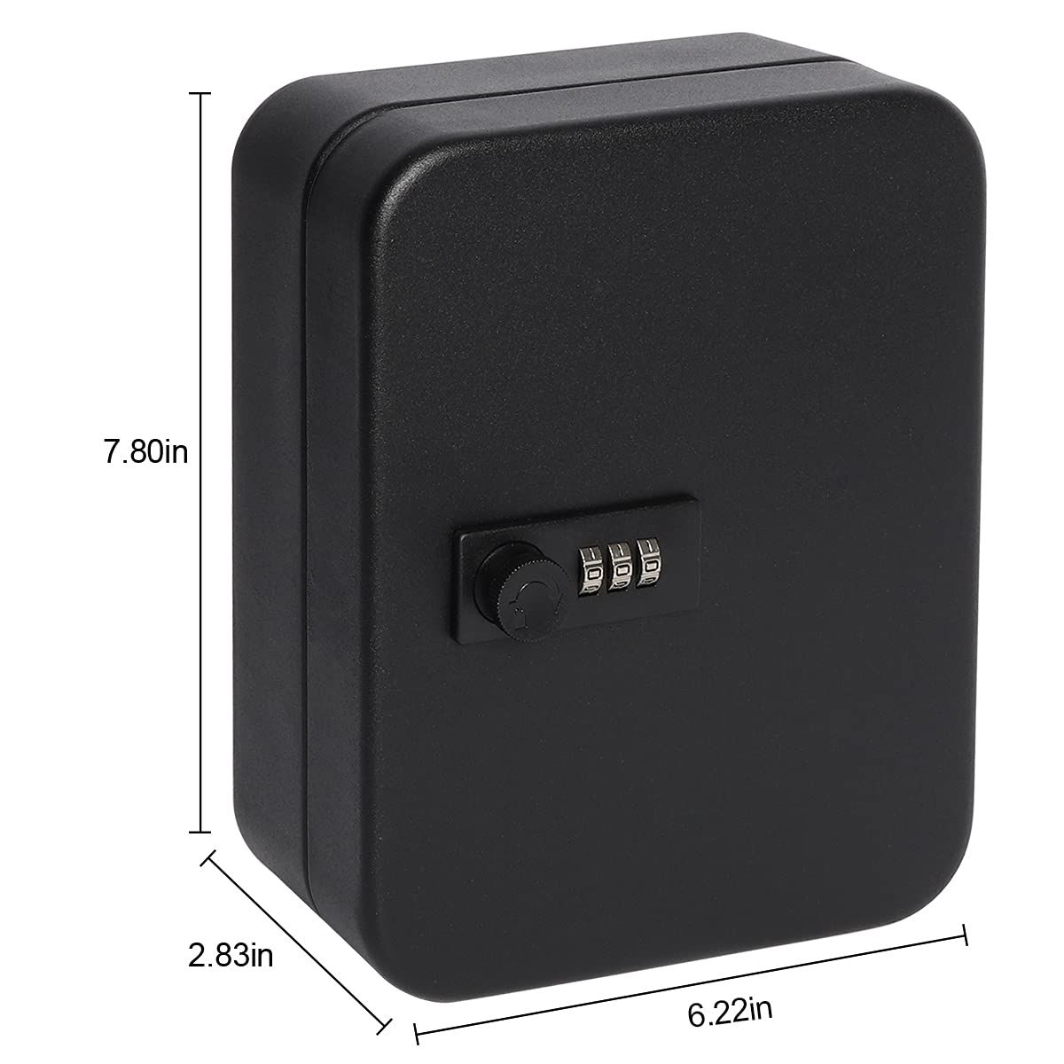 Secure Key Box with Combination Lock, Decaller Key Cabinet Wall Mount Lock Box with 20 Hooks, black β image 2