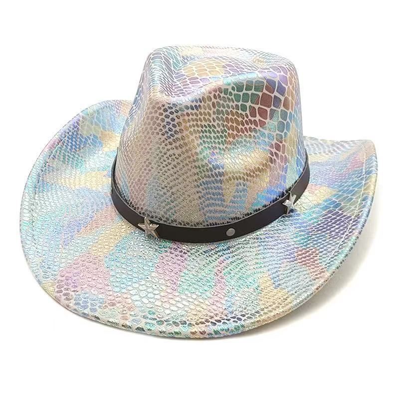 iridescent cowboy hat, party hat, autumn winter hat, unisex wide brim hat, Halloween costume hat, western themed hat, iridescent accessories, mens womens