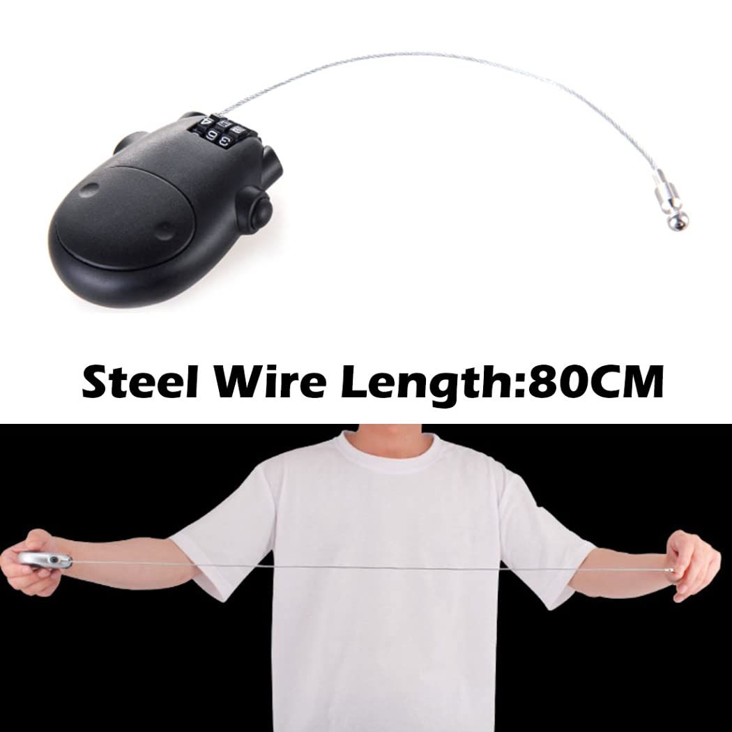 Cartoon Cow-Shaped Combination Cable Lock for Bike - 3-Digit Password Resettable Code Lock with Retractable Steel Wire Black 1Pc โ image 3