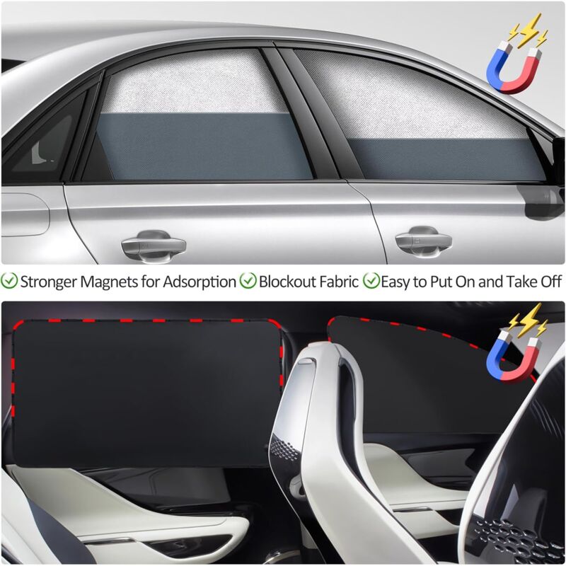 Car Sun Shade - Car Curtain For Baby/Kids/Pets/Adults Car, With Uv Protection, Privacy Protection, Silver โ image 4
