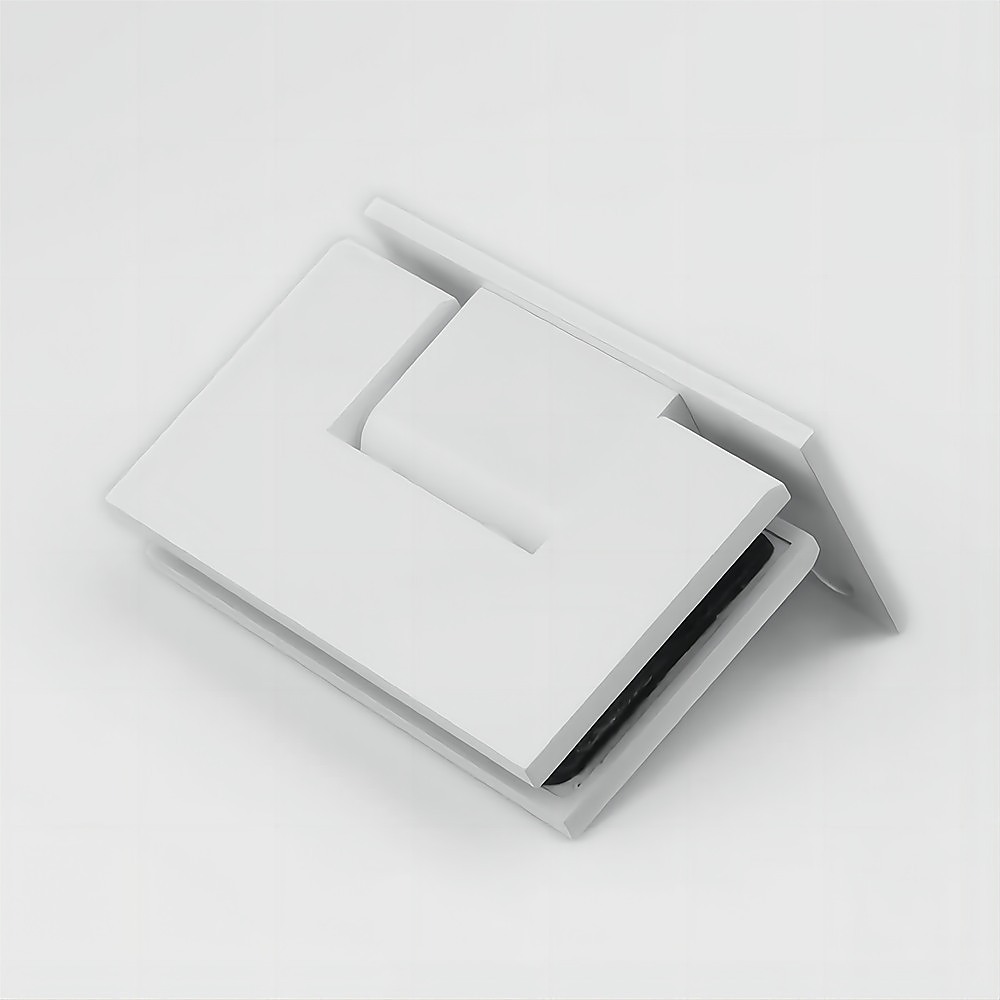 90 Degree Brass Glass Shower Door L-Hinge in White — image 4