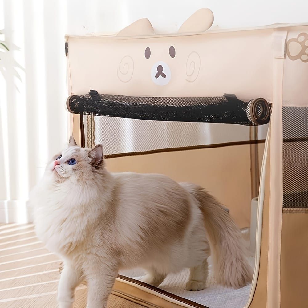 Foldable Pet Playpen with Zippered Top, Portable Cat Whelping Box & Puppy Kennel for Indoor/Outdoor Use, Easy Assembly, Multi-Functional Tent for Small Pets — image 5