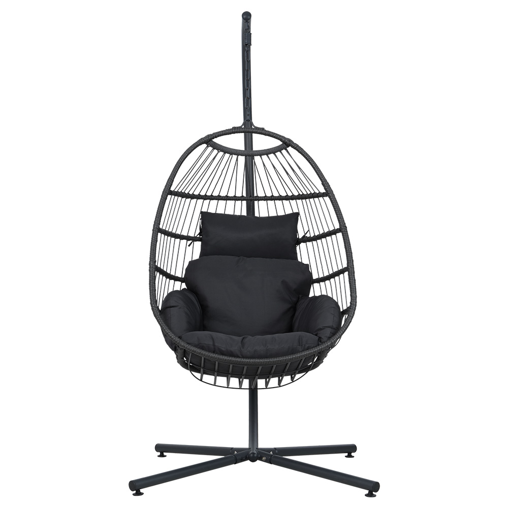 Gardeon Outdoor Egg Swing Chair Hanging Chair Wicker Rope Pod Stand Foldable Grey โ image 3