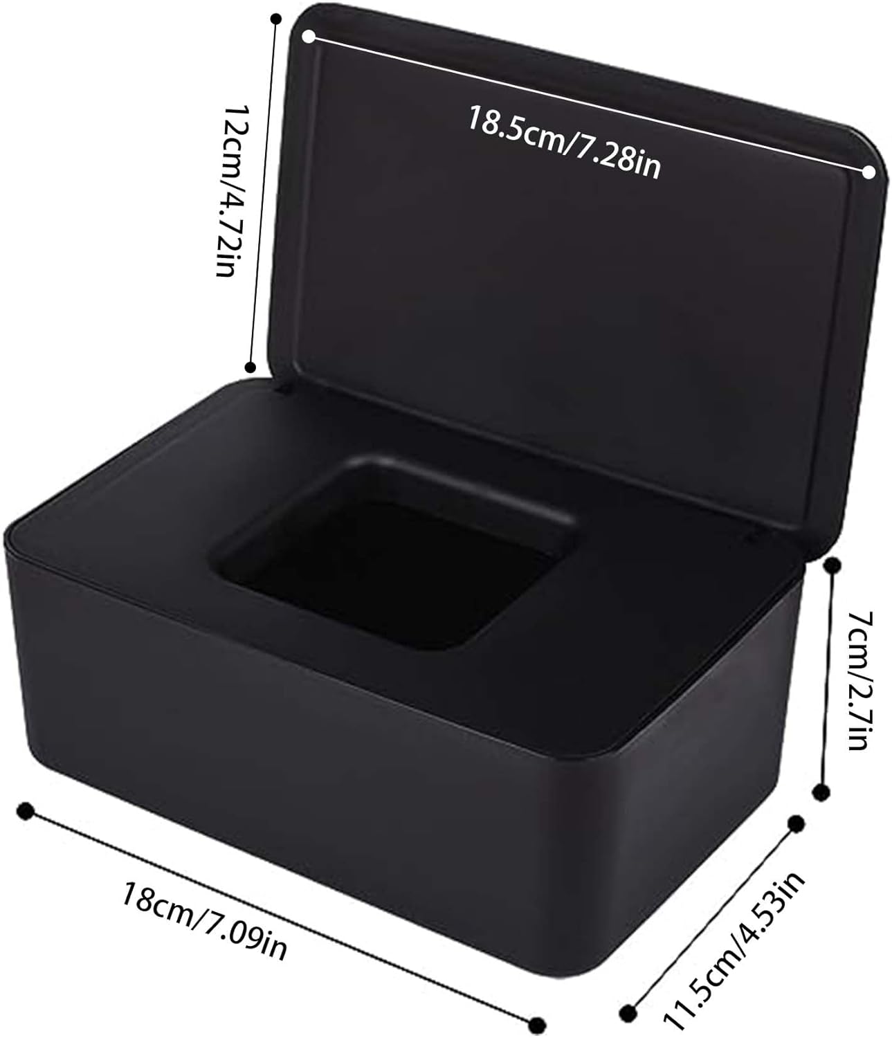 Black Wet Wipes Dispenser 18x11x7cm Dustproof Multifunctional — image 2