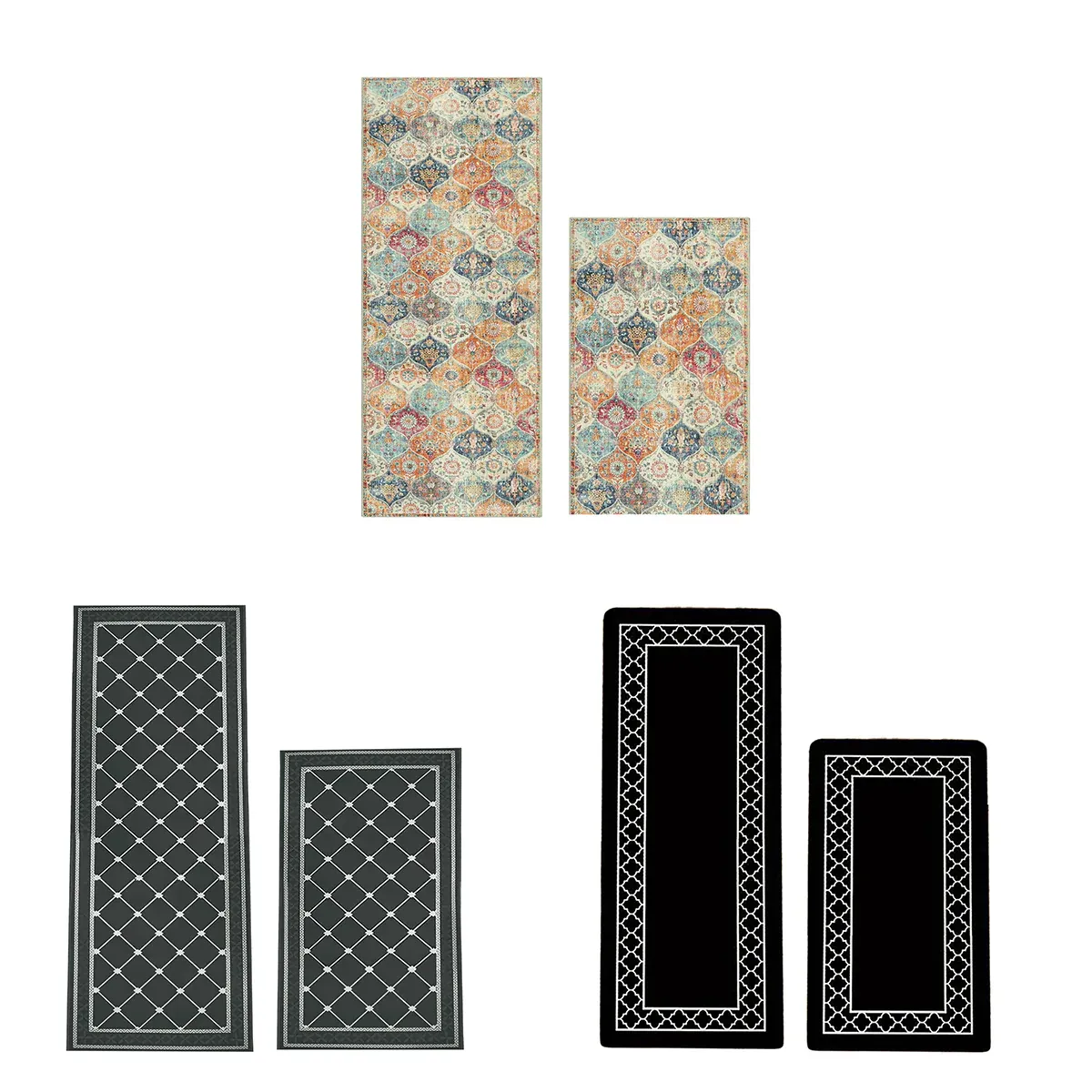 Household Floor Mats 2 Piece Set Non Slip Water Absorbent Dust-Proof Floor Mat - Checkered stripes โ image 3