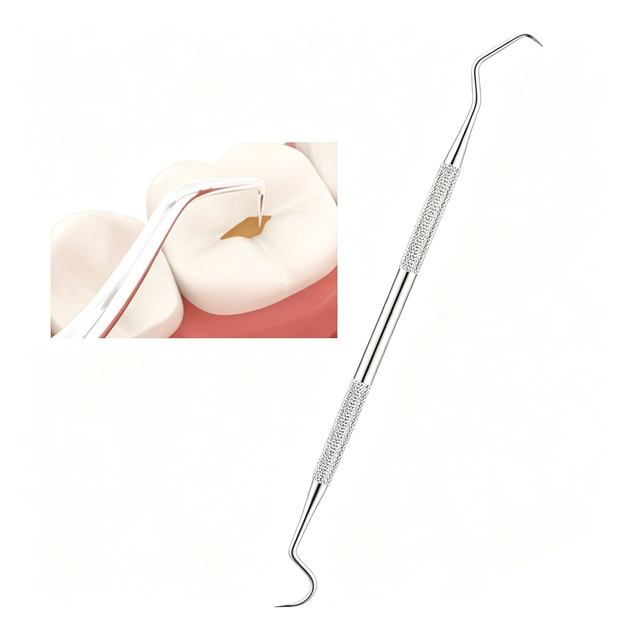 5pcs Stainless Steel Dental Tools Kit Mouth Mirror Tweezer Scaler Probe — image 3