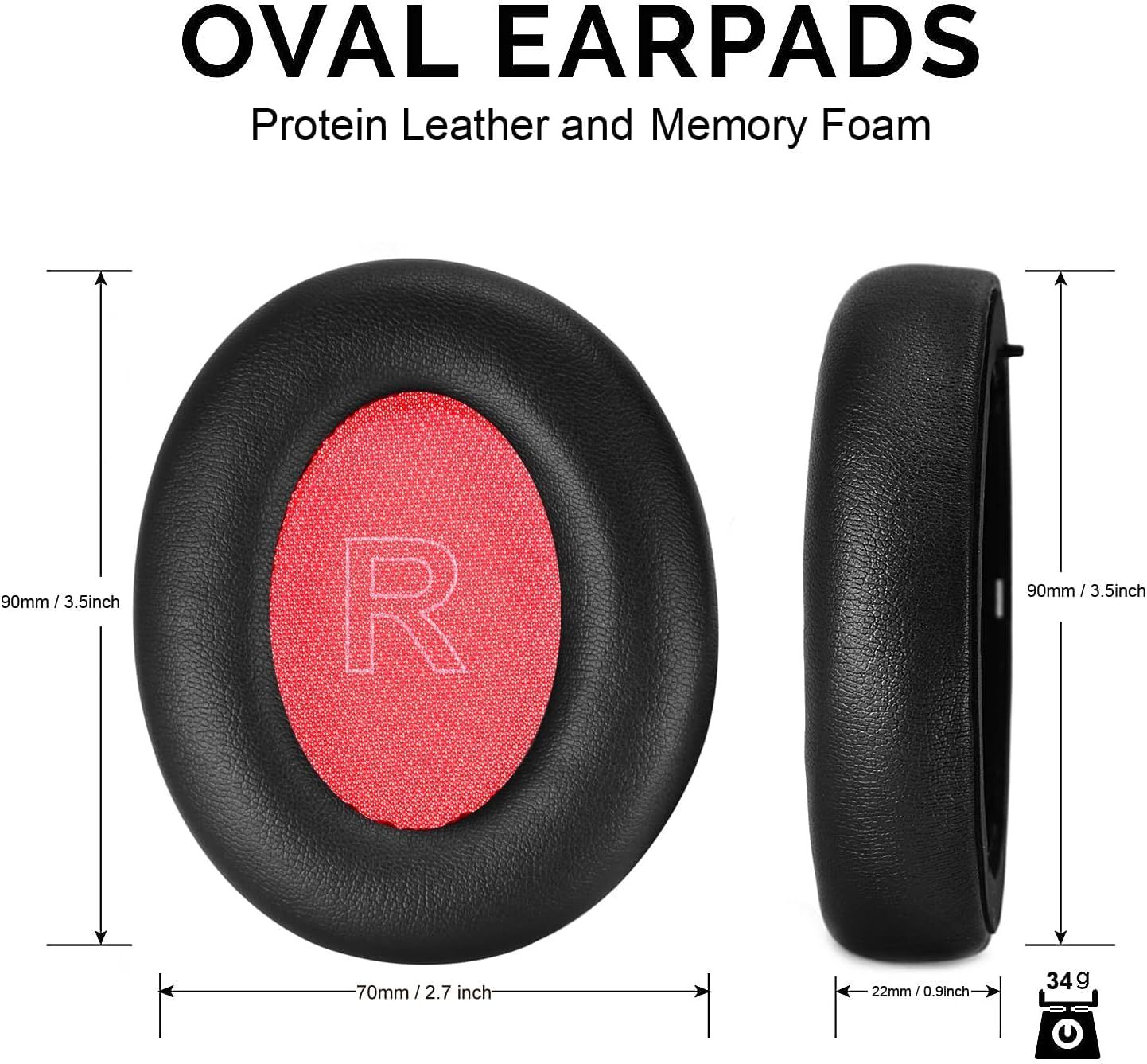 Ear Pads Replacement Ear Cushion Foam Soft Earpads Compatible with Q10 / Q10 BT/Life 2 Bluetooth Headphones Ear Cushion Black/Red — image 3