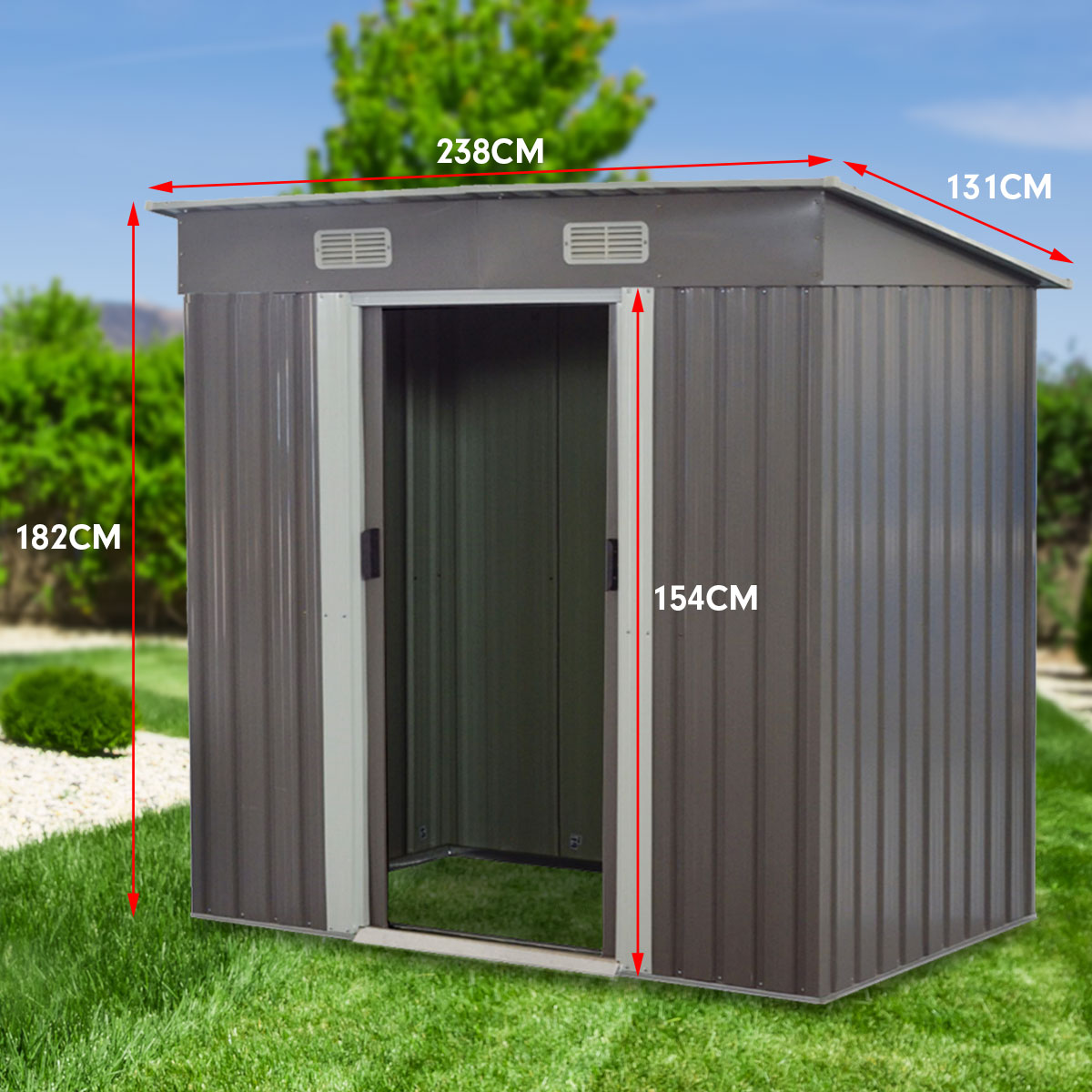Wallaroo 4ft x 8ft Garden Shed with Base Flat Roof Outdoor Storage - Grey โ image 5