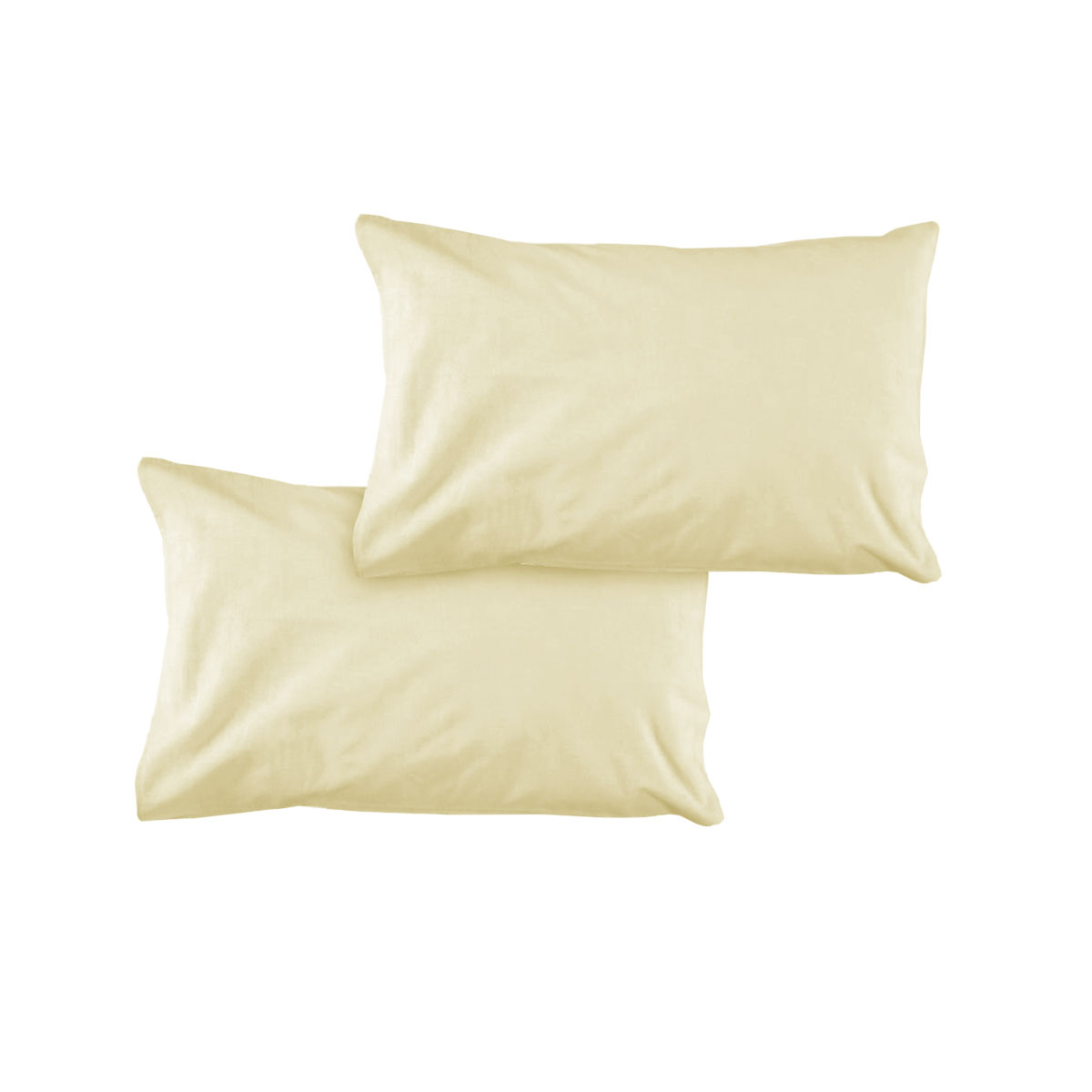Pair of Solid Colour Microfiber Standard Pillowcases 48 × 73cmx15cm (Flap) Rich Cream
