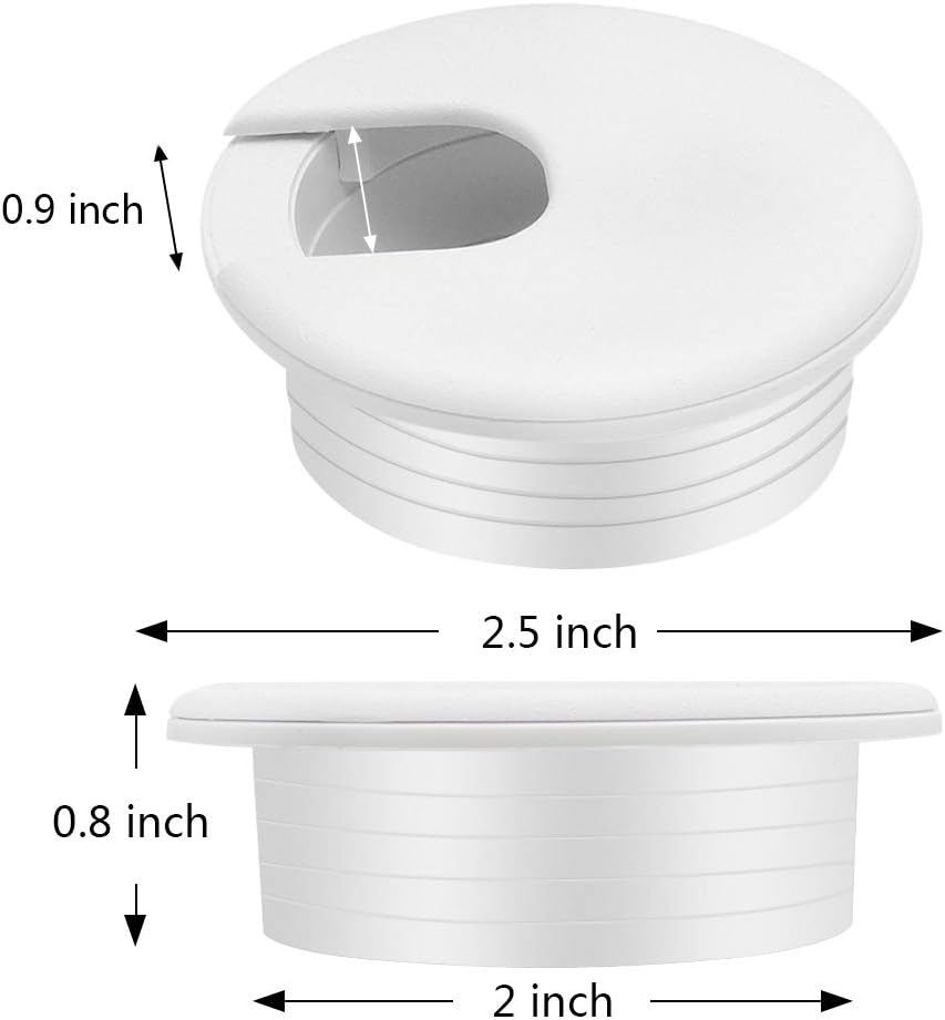 2" Desk Grommet(10 Pack), Wire Cable Hole Cover Plastic Wire Organizers for Office PC Computer Desk Cord Management (White) โ image 2