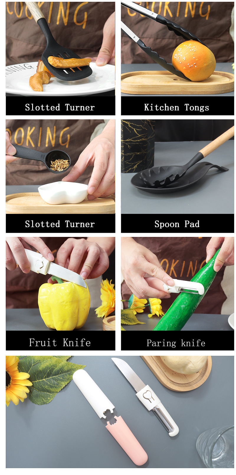 Black 12-Piece Silicone Cooking Utensil Set - Non-Stick Food-Grade Kitchen Tools with Holder โ image 5