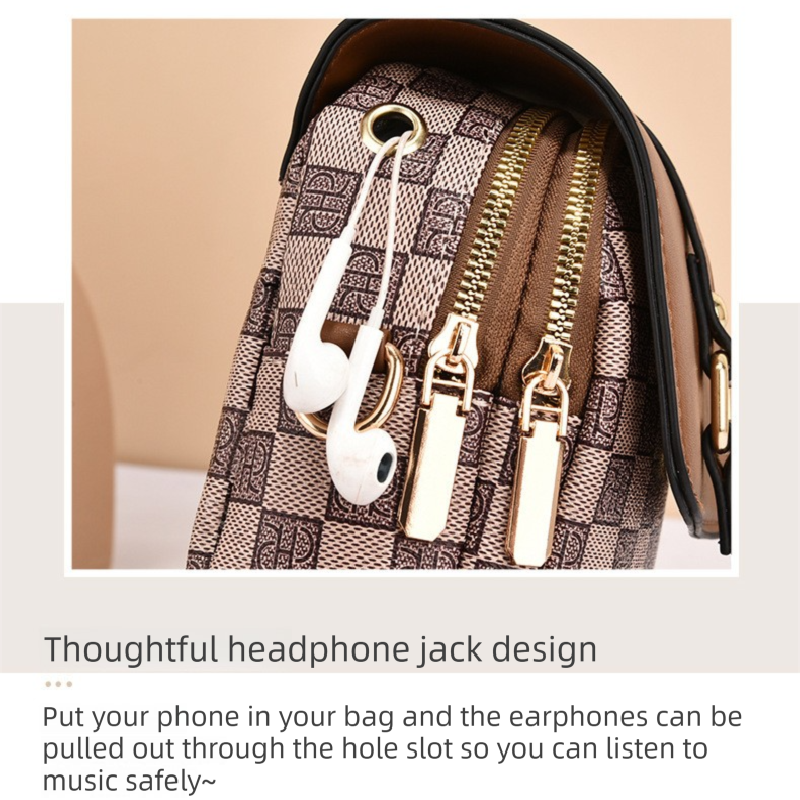 Beige and terracotta Women's Mini Crossbody Phone Bag Compact PU Leather with Multiple Pockets and Headphone Port for Daily Travel Stylish Hands-Free Storage — image 3