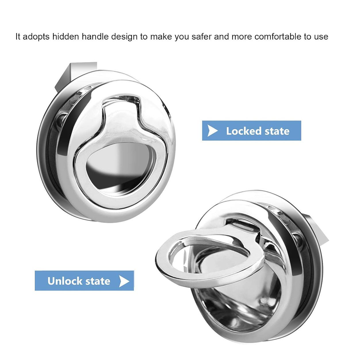 Flush Pull Slam Latch Stainless Steel Round Pull Latch for RV Boat Deck Hatch Door Cabinet Hardware Door Locking Style (B)2pcs โ image 3