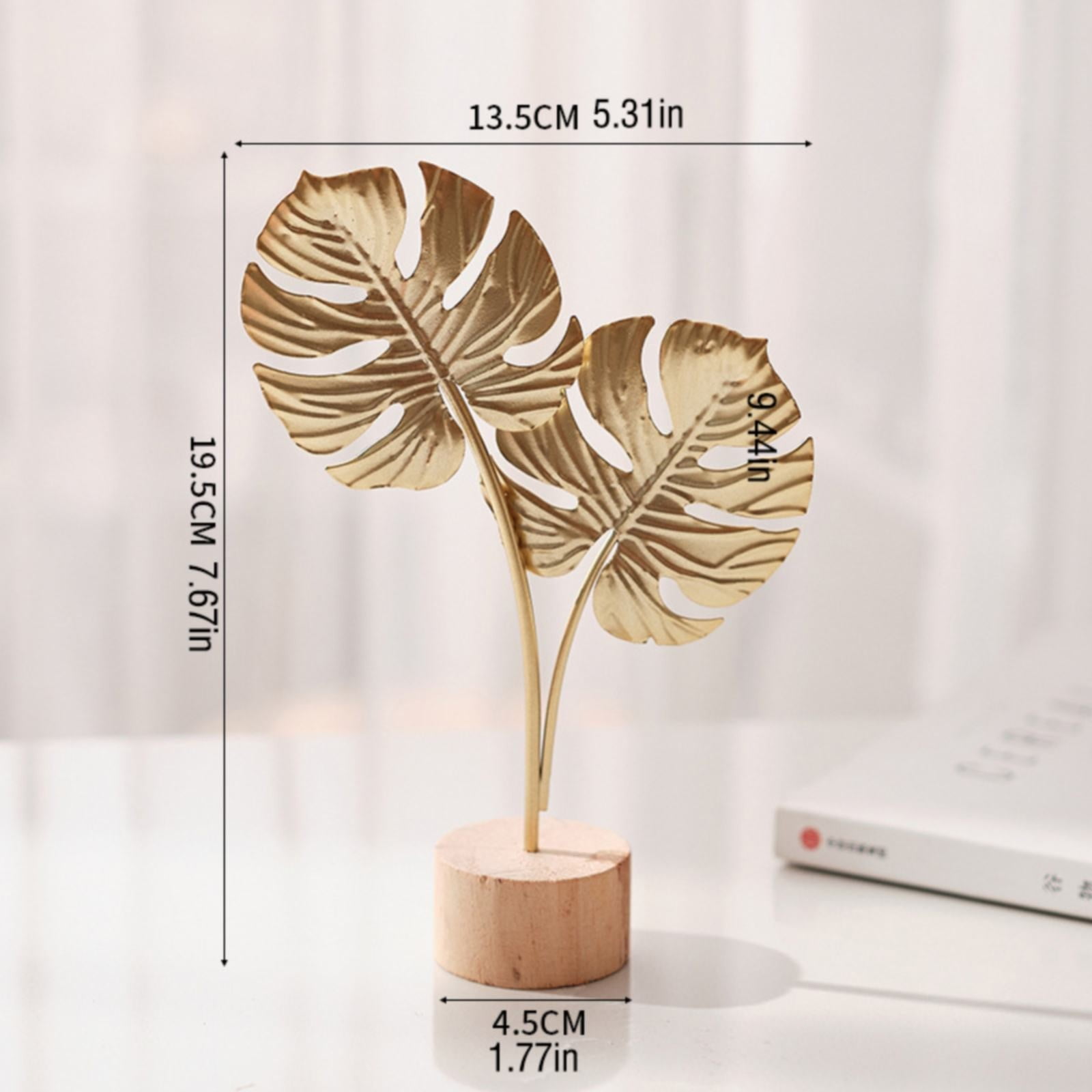 Leaf Decor Metal Golden Leaf Ornaments and Base Modern Simple Gold Leaf Table Sculpture for Living Room Bedroom Bookshelf Desktop Decoratio, Valentines Day — image 5