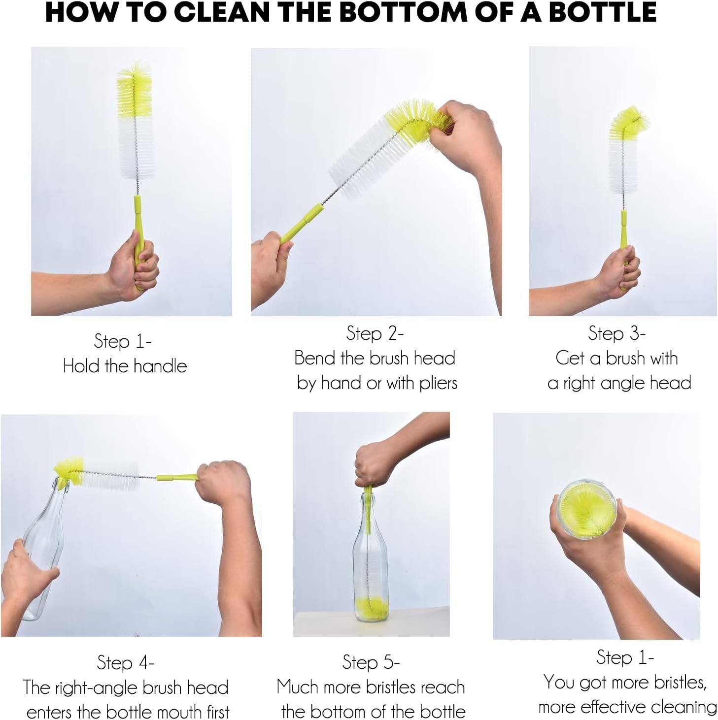 16 inch Long Bottle Brush Cleaner for Washing Wine/Beer/Sport Well/Thermos/Glass, Hummingbird Feeder and Long Narrow Neck Sport Bottles — image 3