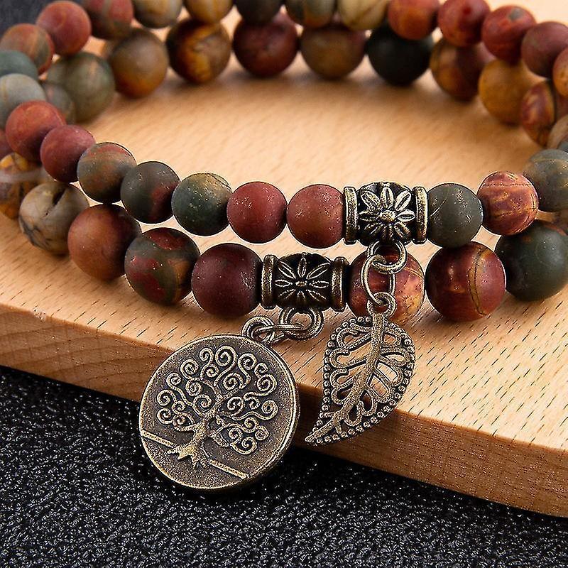 Th Bracelets For Women - Healing Crystals Bracelet Women Natural Gemstones Yoga Reiki Bangle- Set Of Double Bracelets(2 Pcs, Brown) โ image 2