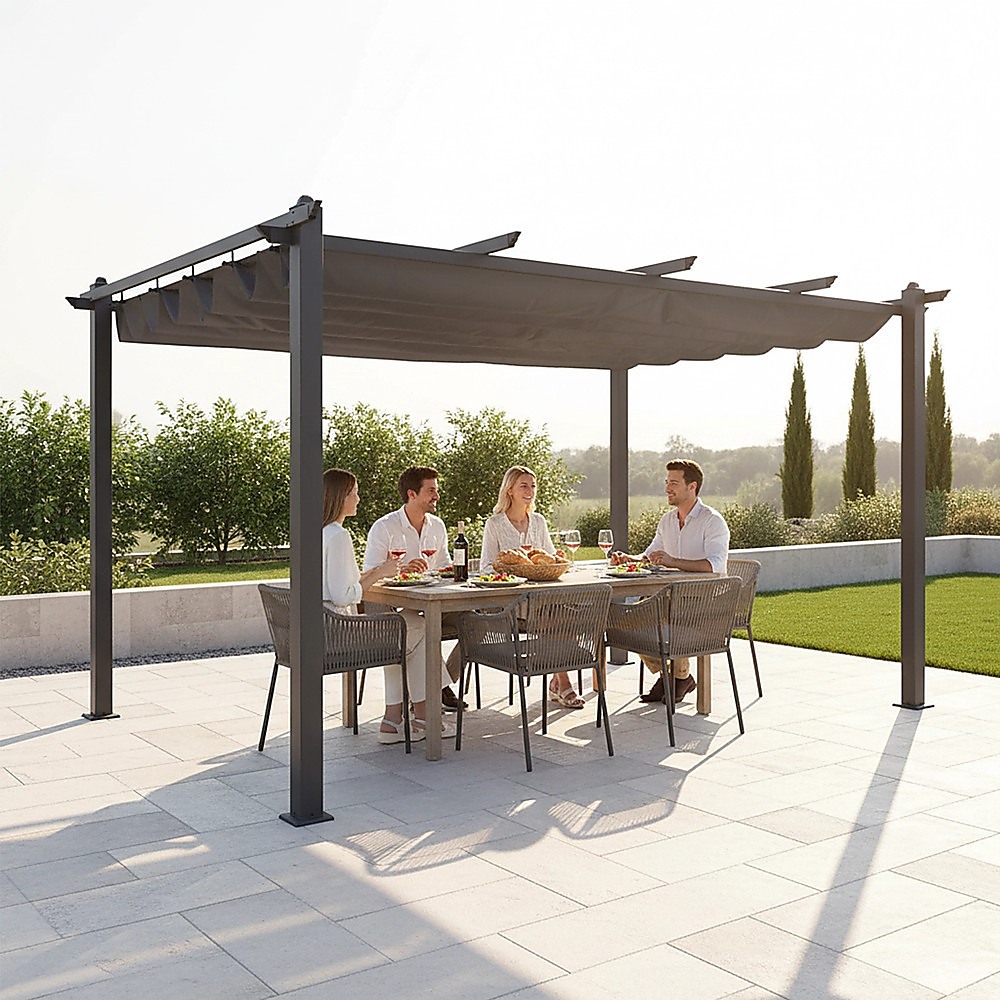 3x4M Aluminium Pergola Marquee with Retractable Roof – Garden Canopy — image 5