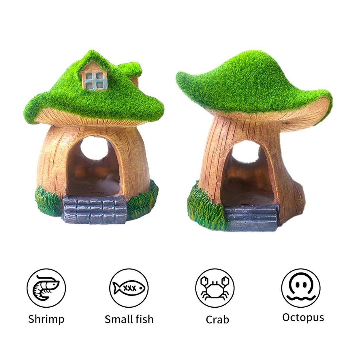 Aquarium Moss Mushroom House Aquascape Crafts Fish Shrimp Hiding Decoration - House With Window โ image 6