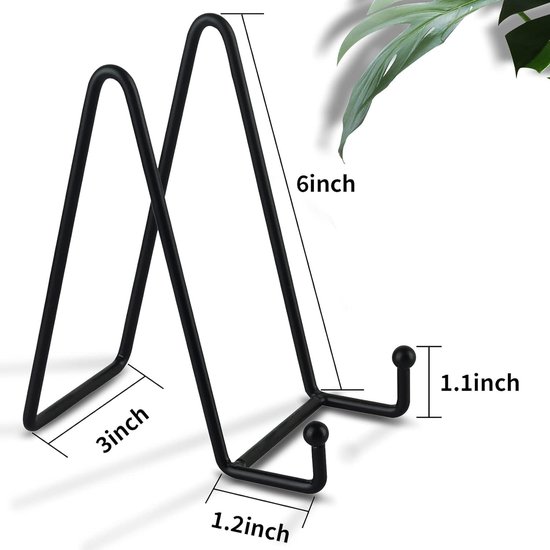 6 Inch Black Metal Display Stands - 3-Pack for Photos, Books & Art - Sturdy Metal Design — image 6