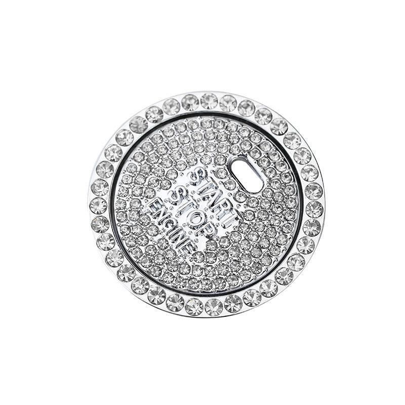 Bling Crystal Ring For Car One Key Engine Start Stop Decoration Button - White
