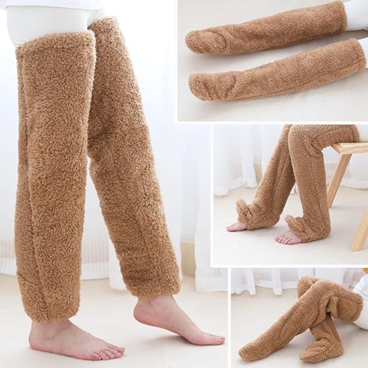 Leg warmers for women, fleece over-the-knee socks, fleece leggings, over-the-knee socks, soft leggings, Travel and Daily Winter Wear — image 5