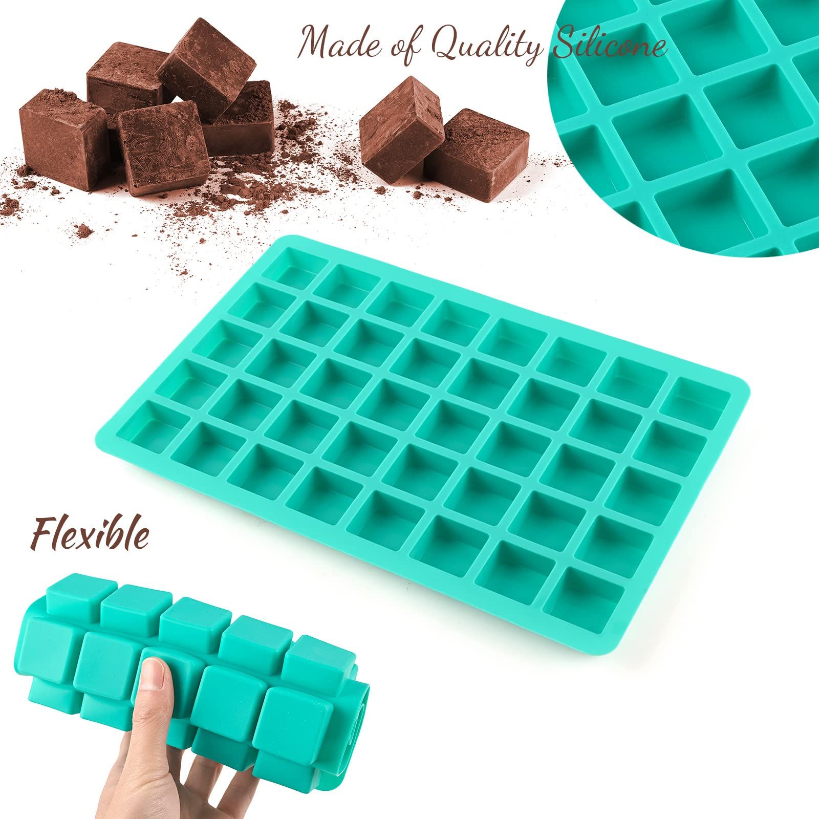 2 Pack Caramel Square Candy Molds Silicone 40 Cavities Silicone Chocolate Molds Mini Cubes Mold for Hard Candy, Ice Cubes โ image 4