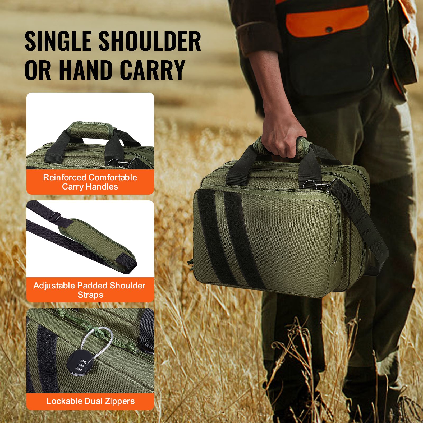 Range Bag for 2 Pistols Tactical Gun Bag 2 Built-in Pistol Bags Green — image 6