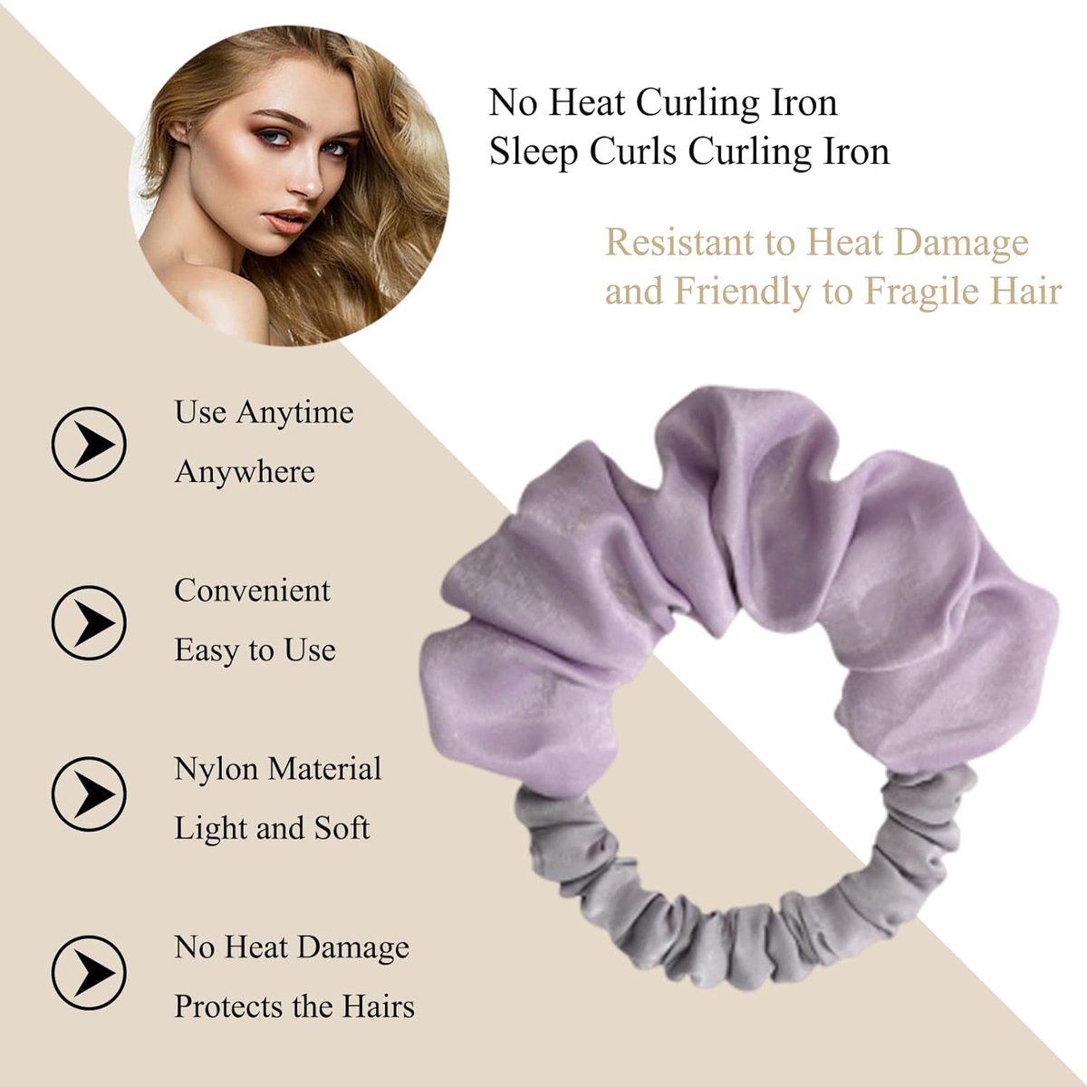 Heatless Curls - Curling Band - Heat-Free Curling Headband - Curls Without Heat - Hair Curler - Heatless Overnight Hair Curlers for Long Hair - Soft Pink — image 2