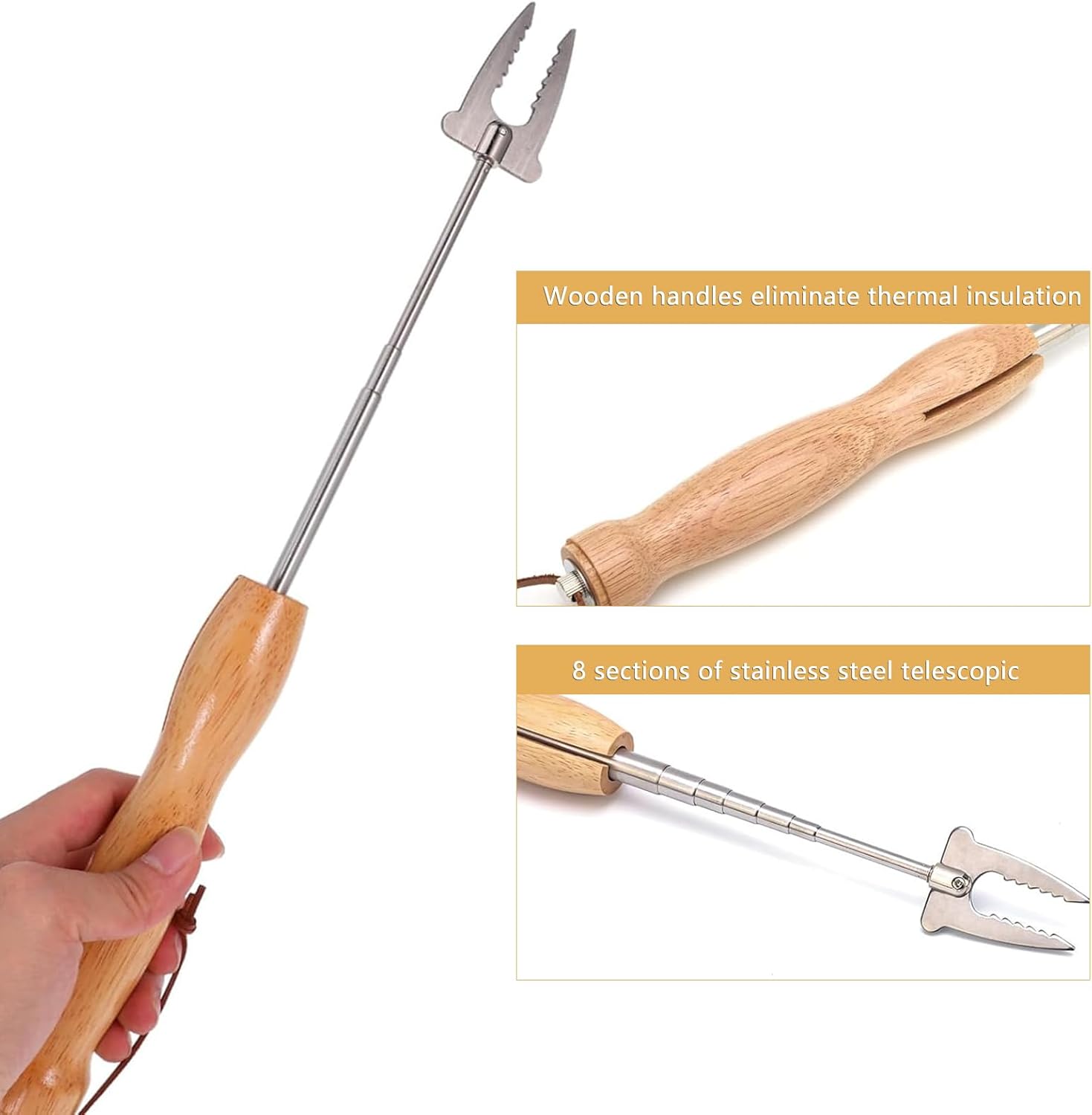 6 Pcs Marshmallow Roasting Sticks, 32 Inch Long Stainless Steel SmoresSticks Extendable Marshmallow Sticks Barbecue Forks for Fire Pit Campfire BBQ — image 3