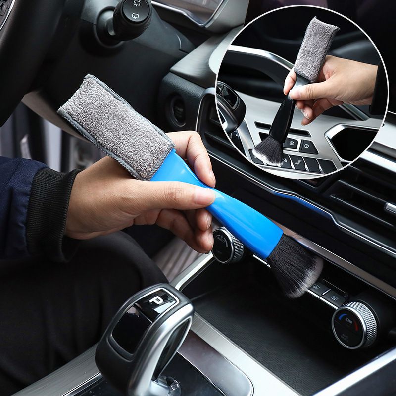 2 Pcs Double Head Brush for Car Cleaning, Portable Car Interior Detailing Brush Car Dust Brush, Auto Detail Brush (Blue & Black) — image 4