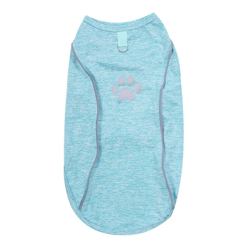 Lele Meow Reflective Vest Dog Clothes Poly Cotton Traction buckle reflective strip vest-light blue M back length 34 bust 44 neck circumference 33
