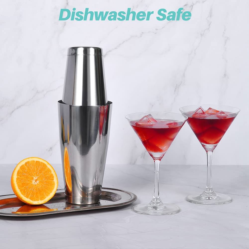 1 set smooth Stainless Steel Commercial Bar Boston Shaker Tin Set - 24.7oz. & 17.6oz. / Brushed Finish — image 4