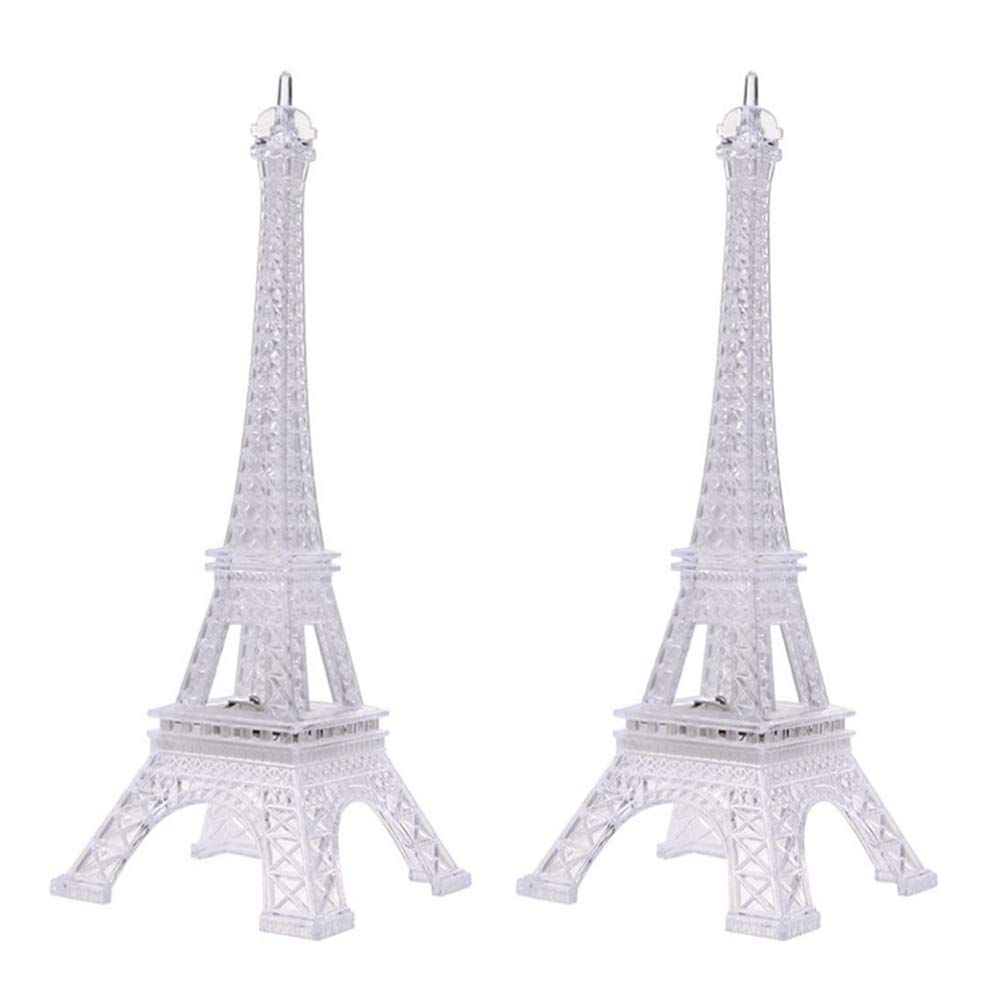 2pcs Eiffel Tower Night Lights LED Table Lamps Color Changing Lamps Eiffel Tower Ornaments for Living Room Bedroom Nursery Room