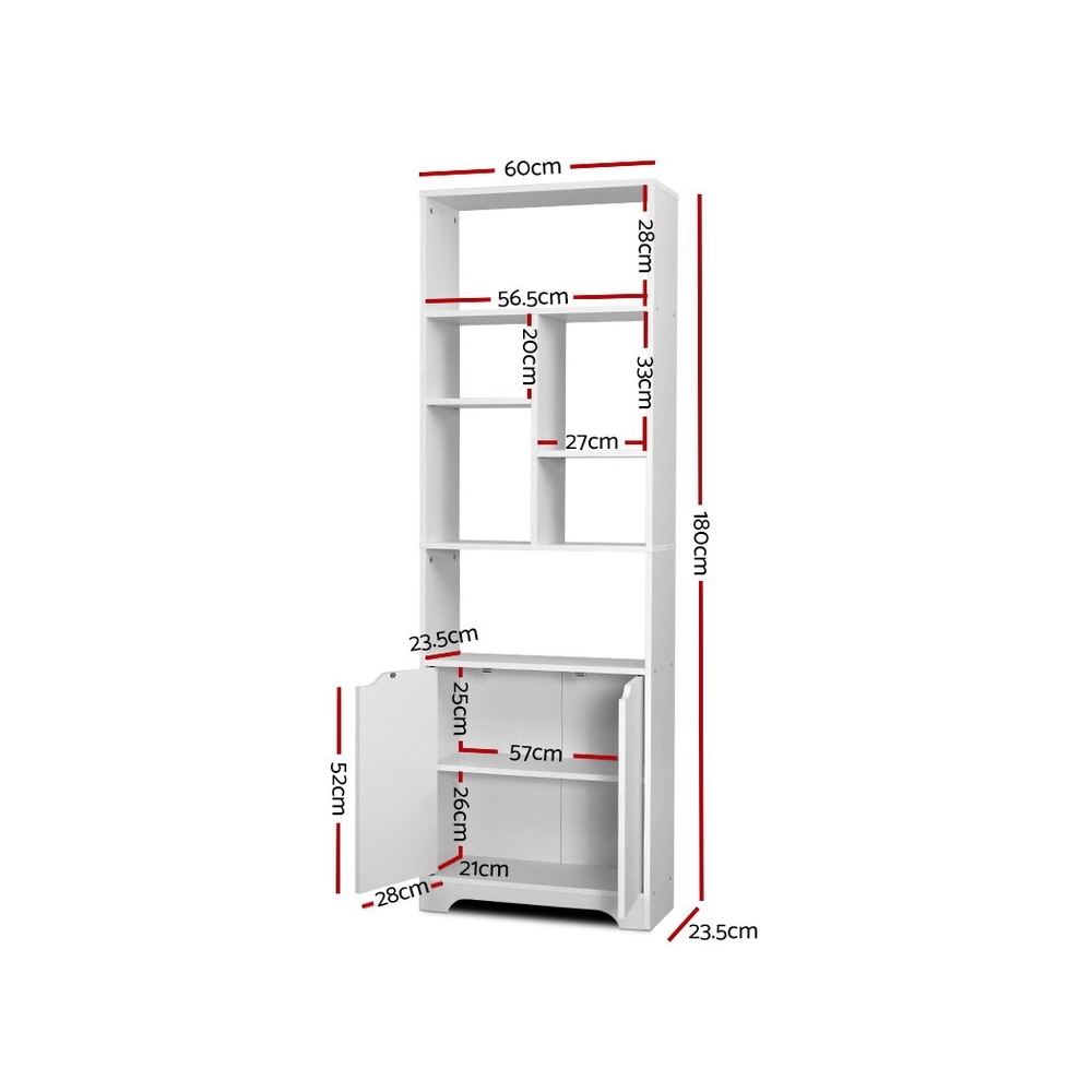 Artiss Bookshelf with Cabinet - GINA White โ image 4