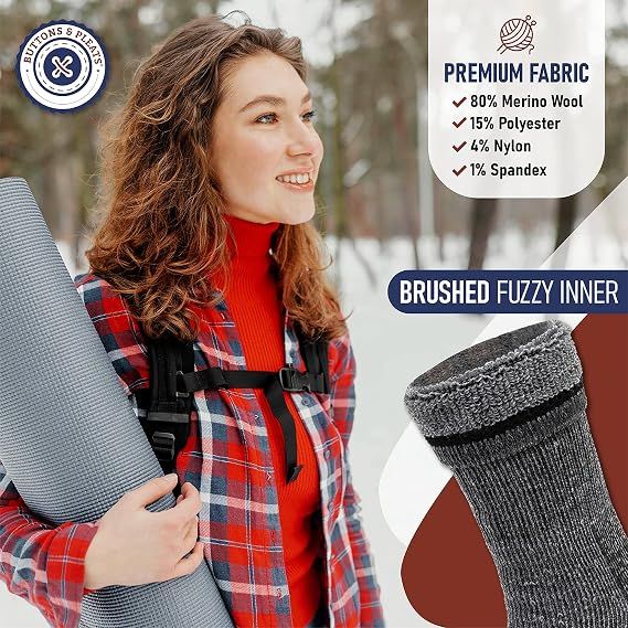 3 Pack Wool Socks for Men & Women Casual Warm Winter Cozy Thermal Socks M — image 5