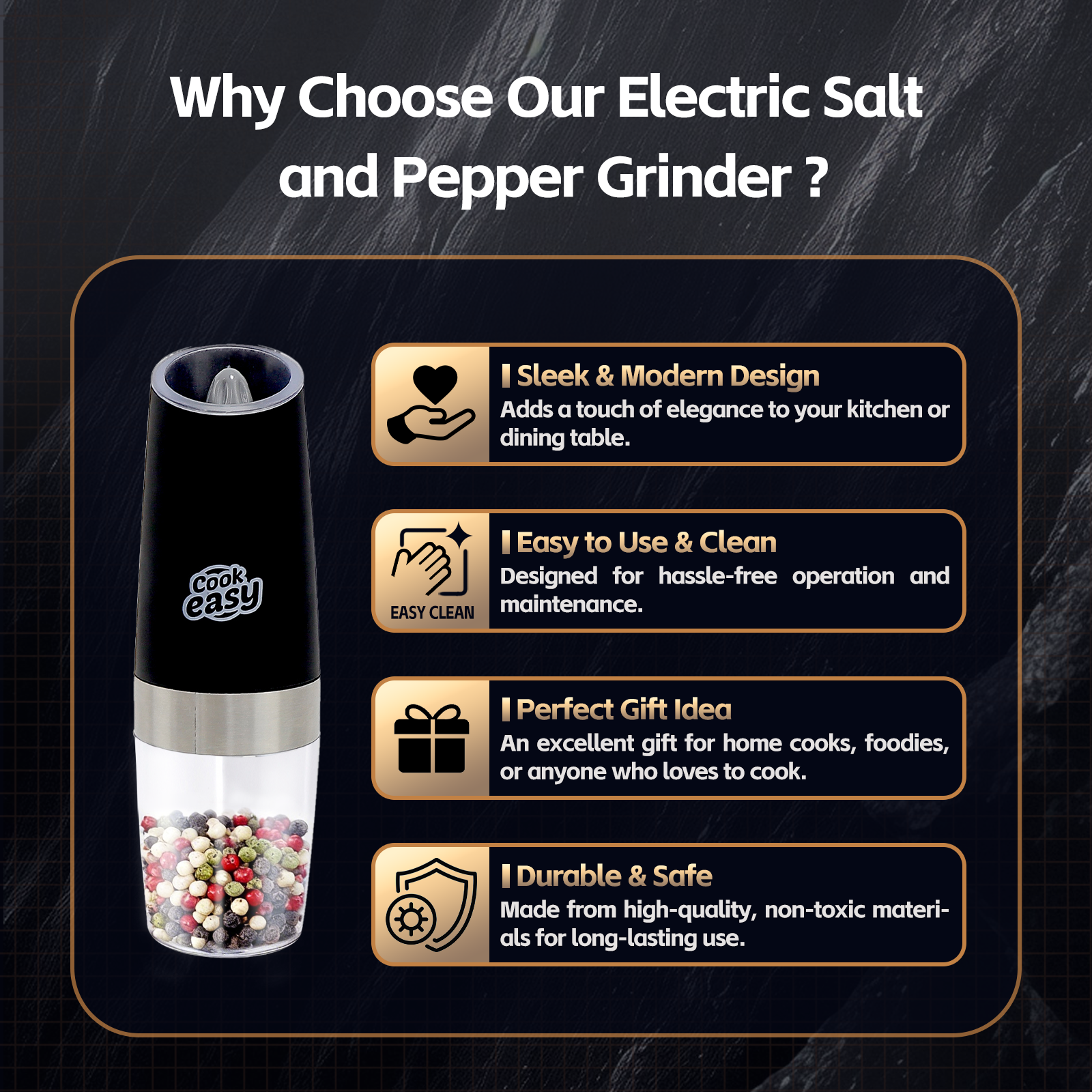 2 Pcs Gravity Sensor Electric Salt and Pepper Spice Grinder β image 5