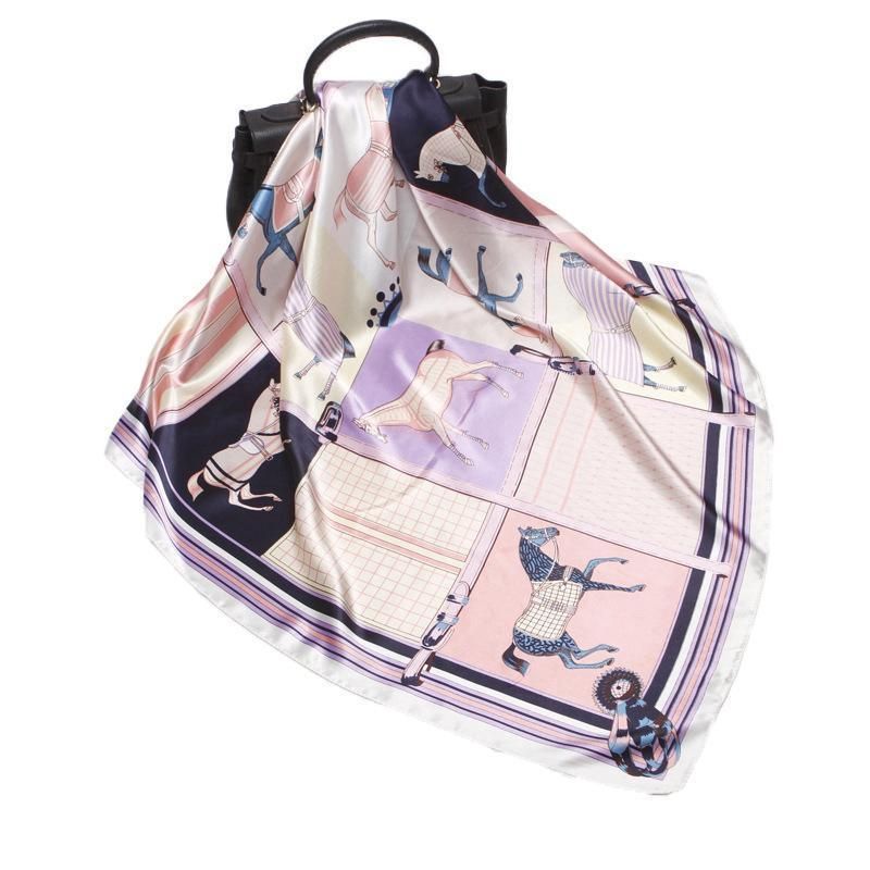 90x90cm Women Silk Satin Wrap Professional Lady Summer Beach Large Square Scarf - Purple โ image 3