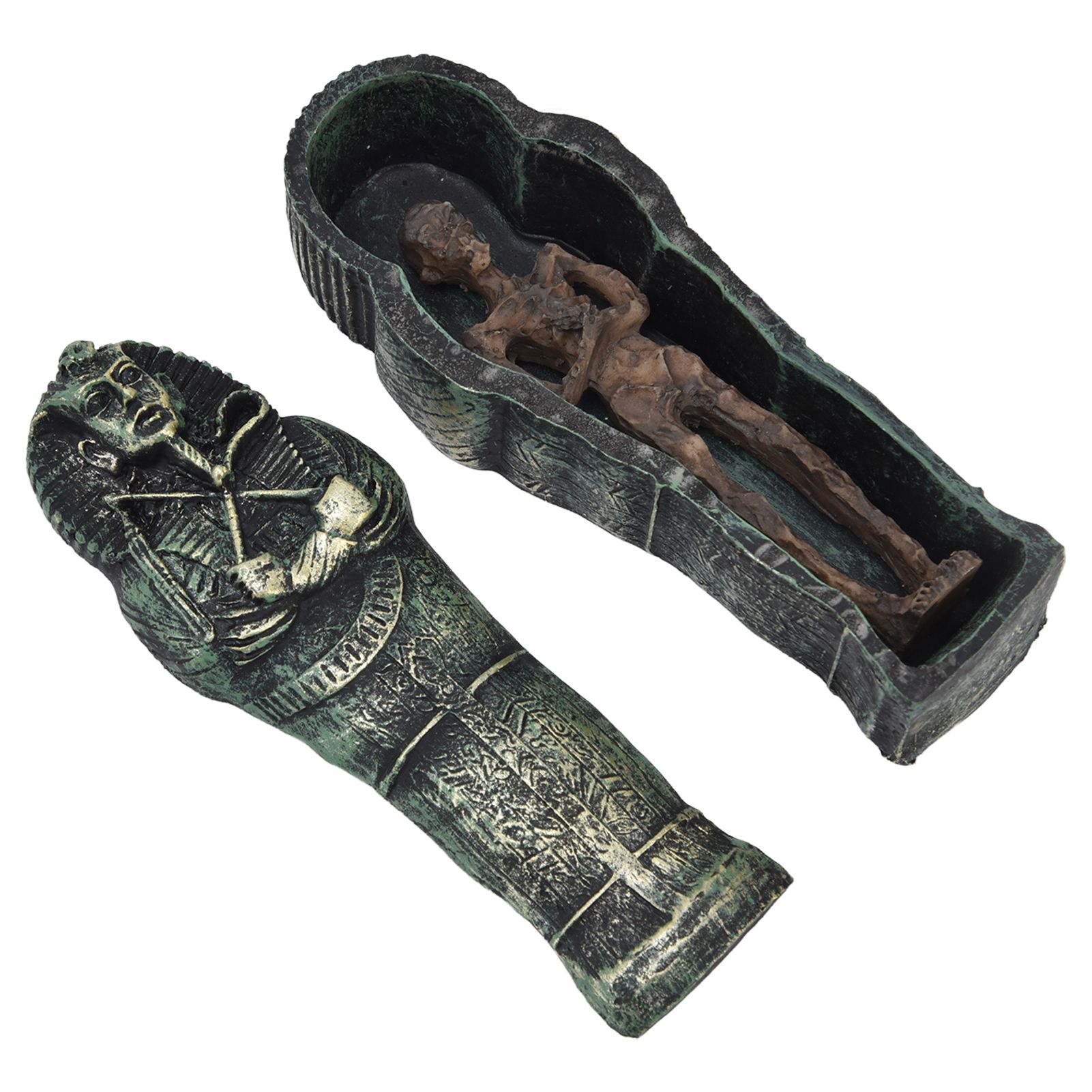 Mummy Coffin Decorations Aquarium Fish Tank Ornaments Landscape Skull Resin Skull Mummy Coffin Ornament โ image 4