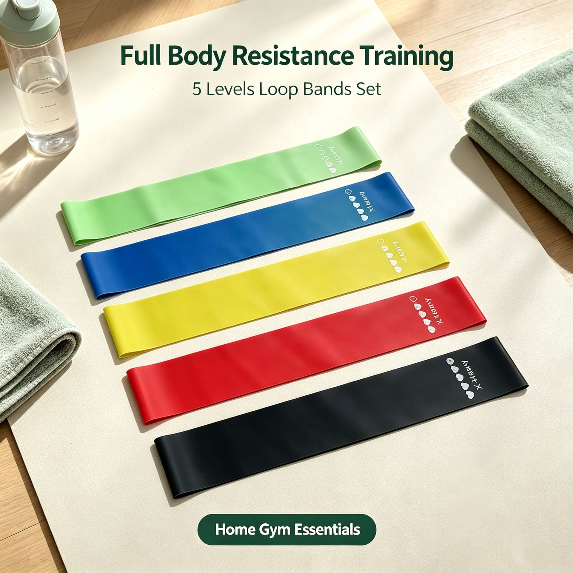 Yoga Cat TPE Resistance Bands Set 5 Colors Tension ring green 600*50*0.35-10 lbs โ image 2